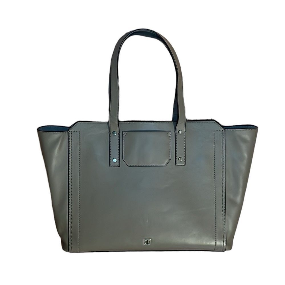 Ivanka Trump SoHo Leather Tote, work bag, Grey Taupe, Lg - Picture 2 of 16